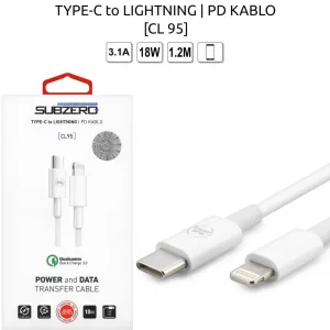 (TYPE-C To Lightning PD Kablu) 18W 3.1A 1.2 Metre Subzero CL95