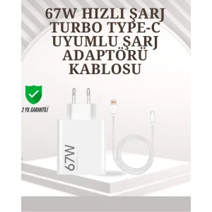 Type-C Uyumlu 67W Turbo Hızlı Şarj Aleti Akıllı Koruma Sistemli