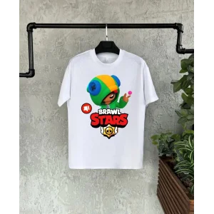 Unisex Baskılı Kısa Kol Çocuk T-Shirt - Beyaz