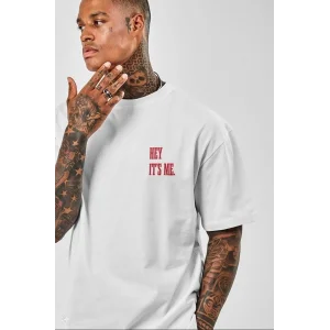ERKEK Baskılı Oversize T-Shirt - Beyaz