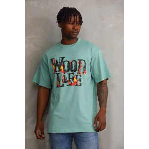 ERKEK Baskılı Oversize T-Shirt - Mint Yeşili