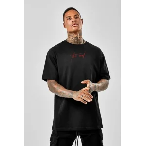 ERKEK Baskılı Oversize T-Shirt - Siyah