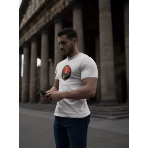 ERKEK Bisiklet Yaka Baskılı Oversize T-Shirt - Beyaz