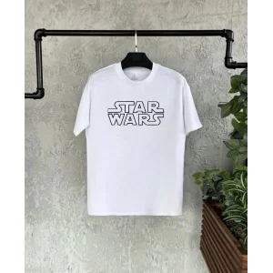 Unisex Bisiklet Yaka Kısa Kol Baskılı Çocuk T-Shirt - Beyaz