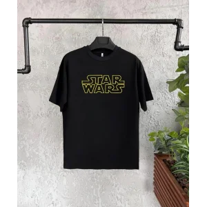 Unisex Bisiklet Yaka Kısa Kol Baskılı Çocuk T-Shirt - Siyah