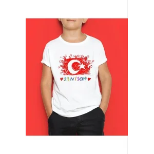 Unisex Çocuk Baskılı T-Shirt - Beyaz