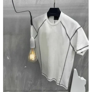 Erkek Tişört Karoyaka Dikişli Oversize T-Shirt - Beyaz