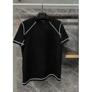 Erkek Tişört Karoyaka Dikişli Oversize T-Shirt - Siyah