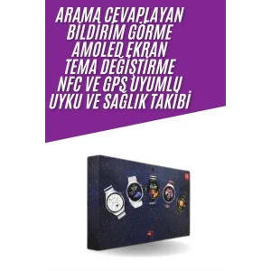 Unısex Yuvarlak Ekranlı 7 Kordonlu Akıllı Saat GPS Destekli Çoklu Kordon Seçeneği