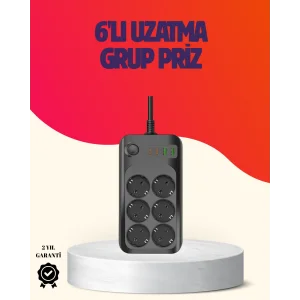USB Type-C Destekli Termal Korumalı 6’lı Uzatma Priz 10A 2m