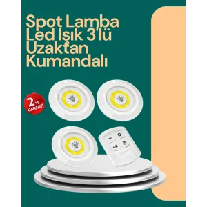 Uzaktan Kumanda İle Kontrol Edilebilen Yapışkanlı 3 Lü Kablosuz Led Spot Lamba