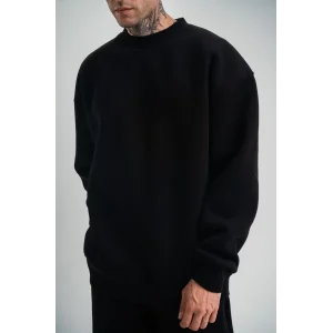 ErkeknUzun Kol Bisiklet Yaka Basic SweatShirt - Siyah