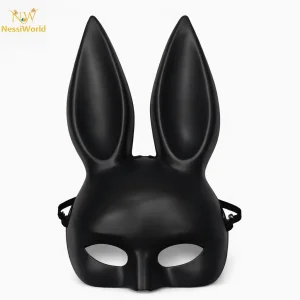 Uzun Kulaklı Siyah Lüks Tavşan Maskesi