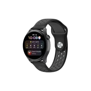 Watch 22mm Spor Delikli Kordon - Siyah-füme