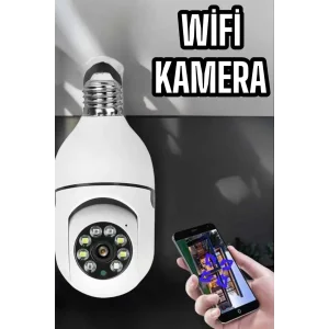Wifi Kamera Duylu Ampul Görünümlü 360 Derece Dönebilen Ev Kamerası