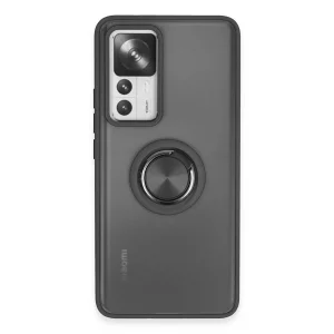 Xiaomi Mi 12t Pro Kılıf Montreal Yüzüklü Silikon Kapak - Siyah