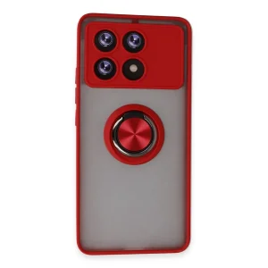 Xiaomi Poco X6 Pro Kılıf Montreal Yüzüklü Silikon Kapak - Kırmızı