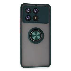 Xiaomi Poco X6 Pro Kılıf Montreal Yüzüklü Silikon Kapak - Yeşil