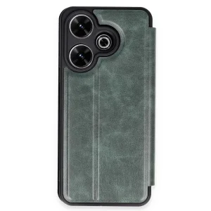 Xiaomi Redmi 13 4g Kılıf Flip Cover - Koyu Yeşil