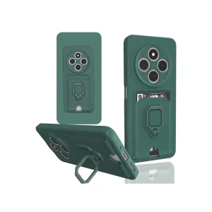Xiaomi Redmi 14c Kılıf Zuma Kartvizitli Yüzüklü Silikon - Yeşil