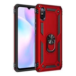 Xiaomi Redmi 9a Kılıf Sofya Yüzüklü Silikon Kapak - Kırmızı