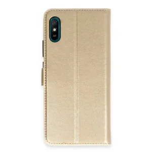 Xiaomi Redmi 9a Kılıf Trend S Plus Kapaklı Kılıf - Gold