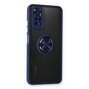 Xiaomi Redmi Note 11 Kılıf Montreal Yüzüklü Silikon Kapak - Lacivert