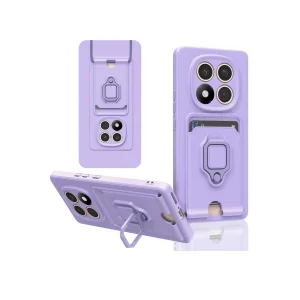 Xiaomi Redmi Note 14 Pro 4g Kılıf Zuma Kartvizitli Yüzüklü Silikon - Lila