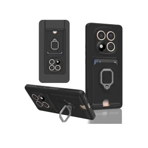 Xiaomi Redmi Note 14 Pro 5g Kılıf Zuma Kartvizitli Yüzüklü Silikon - Siyah