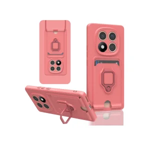 Xiaomi Redmi Note 14 Pro Plus Kılıf Zuma Kartvizitli Yüzüklü Silikon - Pembe