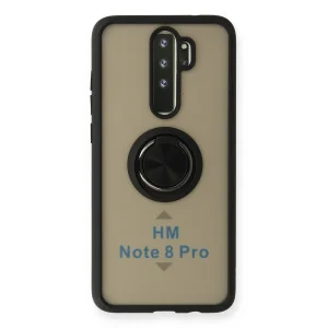 Xiaomi Redmi Note 8 Pro Kılıf Montreal Yüzüklü Silikon Kapak - Siyah