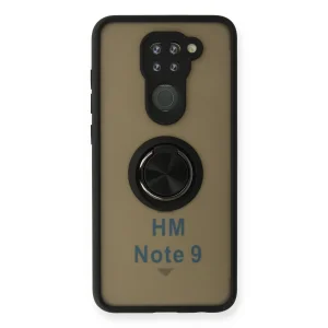 Xiaomi Redmi Note 9 Kılıf Montreal Yüzüklü Silikon Kapak - Siyah