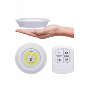 Yapışkanlı 3lü Spot Led Işık Lamba Montajsız Pilli Uzaktan Kumandalı
