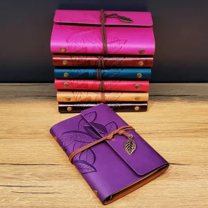 Yaprak Desenli Deri Defter Asorti