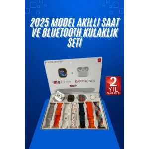 Yeni Nesil 7 Kordonlu Arama Bildirim Özellikli Kulaklık Hediyeli Akıllı Saat