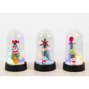 Yılbaşı Temalı Işıklı Dekoratif Cam Fanus - Model 2