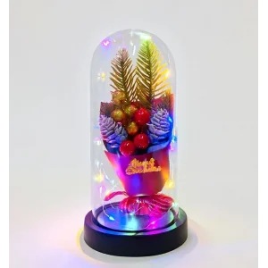 Yılbaşı Temalı Işıklı Dekoratif Cam Fanus - Model 3