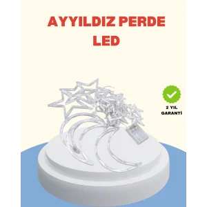 Yıldız Ay Tasarımlı Prizli Perde LED Işık İç Mekan Dekoru