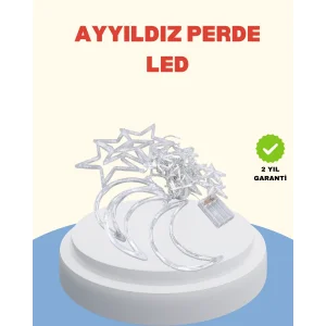 Yıldız Ay Tasarımlı Prizli Perde LED Işık İç Mekan Dekoru