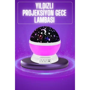 Yıldız Görünümlü Gece Lambası Renkli Masa Lambası Gökyüzü Projeksiyon