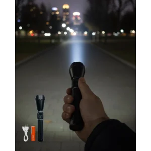 Yüksek Lümenli Şarjlı El Feneri 9000mAh Güçlü Işık ve Taşıma Çantalı Set