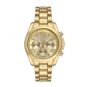 Zarif ve Şık Özel Tasarım Roma Rakam Detaylı  Metal Bayan Kol Saati (gold)