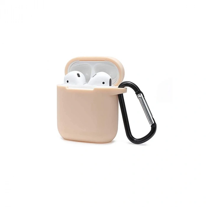 Airpods 2 (2.nesil) Sert Silikon Kılıf - Bej