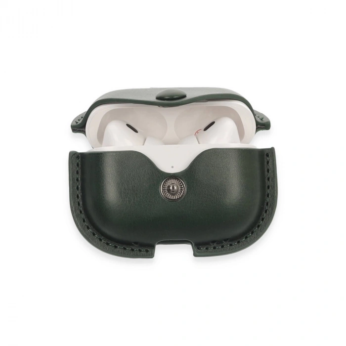 Airpods Pro 2 (2.nesil) Çanta Deri Kılıf - Haki Yeşil