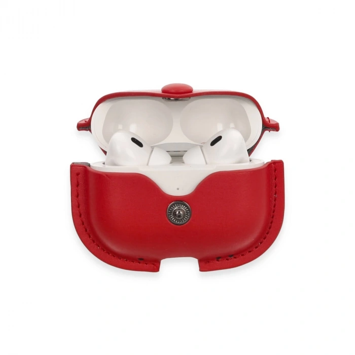 Airpods Pro 2 (2.nesil) Çanta Deri Kılıf - Kırmızı