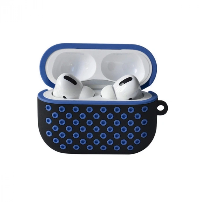 Airpods Pro 2 (2.nesil) Spor Delikli Kılıf - Siyah-mavi