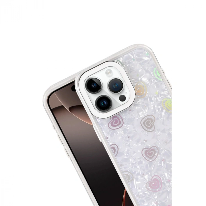 Apple İphone 14 Pro Max Lumi Desenli Kapak - Beyaz