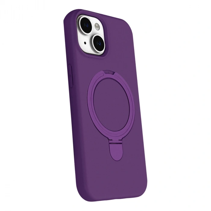 Apple İphone 15 Plus Regal Magsafe Standlı Kapak - Derin Mor