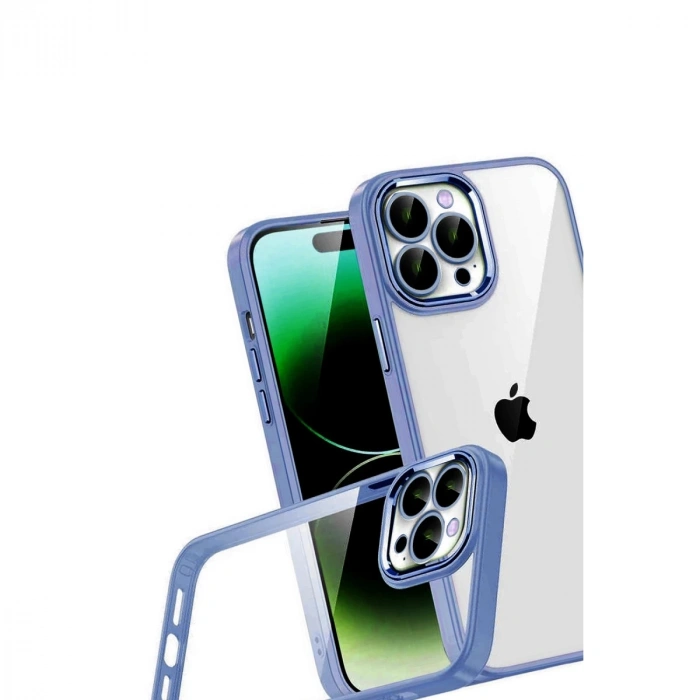 Apple İphone 15 Pro Max Razer Lensli Silikon - Açık Mavi