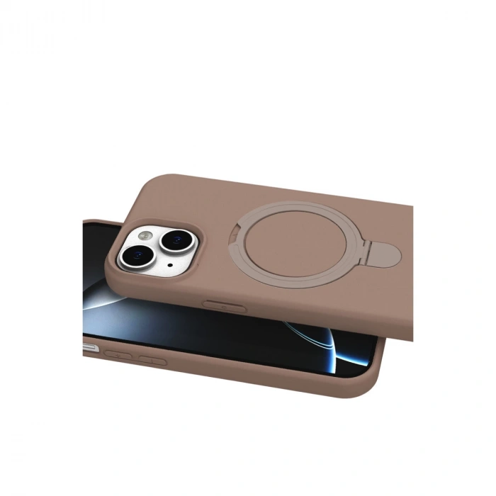 Apple İphone 15 Regal Magsafe Standlı Kapak - Çöl Titanyum